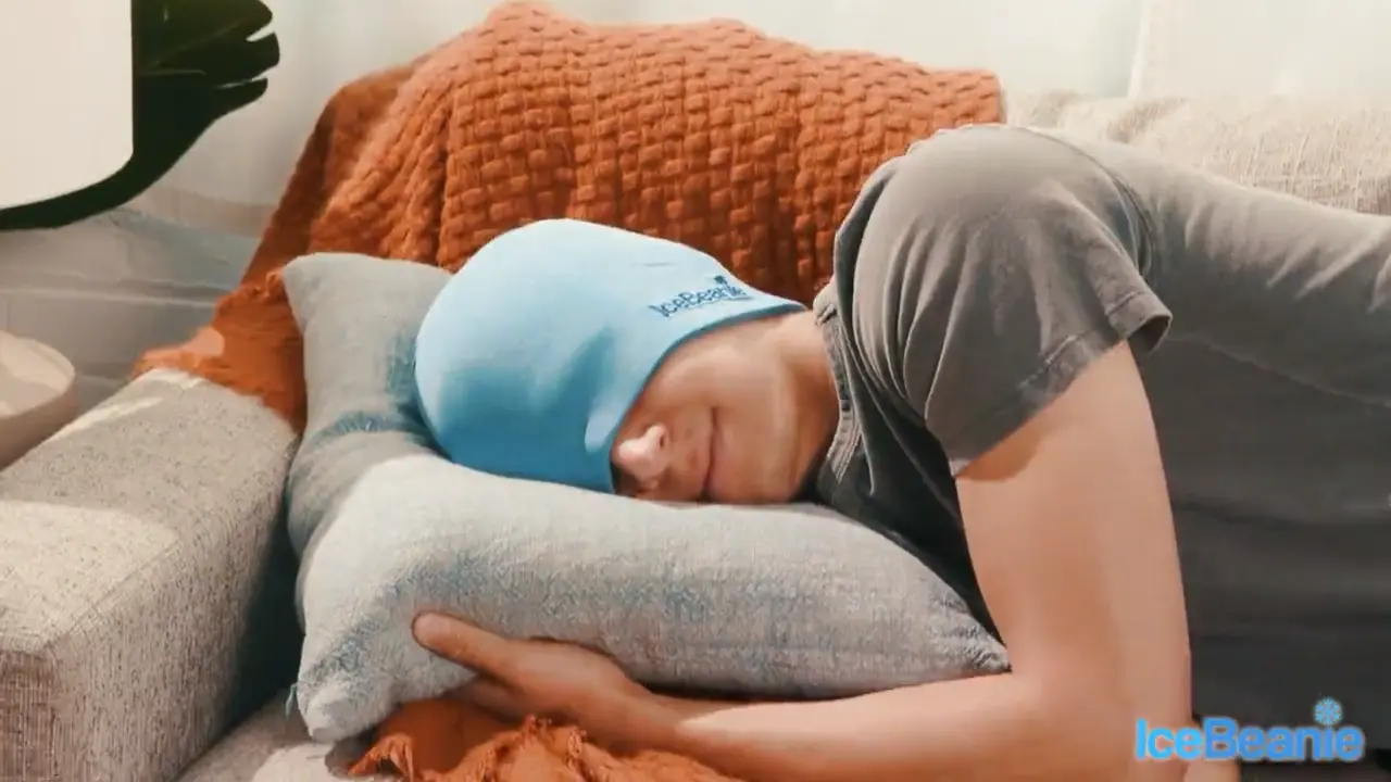 IceBeanie showing full eye and forehead coverage